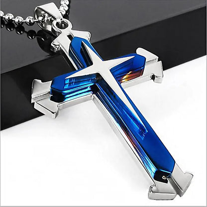 2025 Cross Pendant Necklace for Men – Zircon Black Gold Stainless Steel Hip Hop Punk Chain Jewelry, Simple Cool Fashion Gift