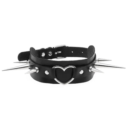 Harajuku Gothic Spike Rivet Star Choker Necklace – Black Bowknot PU Lace Leather Y2K Hip Hop Rock Jewelry for Girls