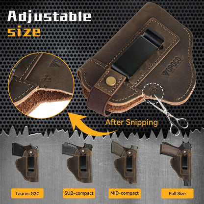 IWB/OWB Leather Holster for Glock & Taurus Pistols – Concealed Carry Gun Holster for Multiple Models