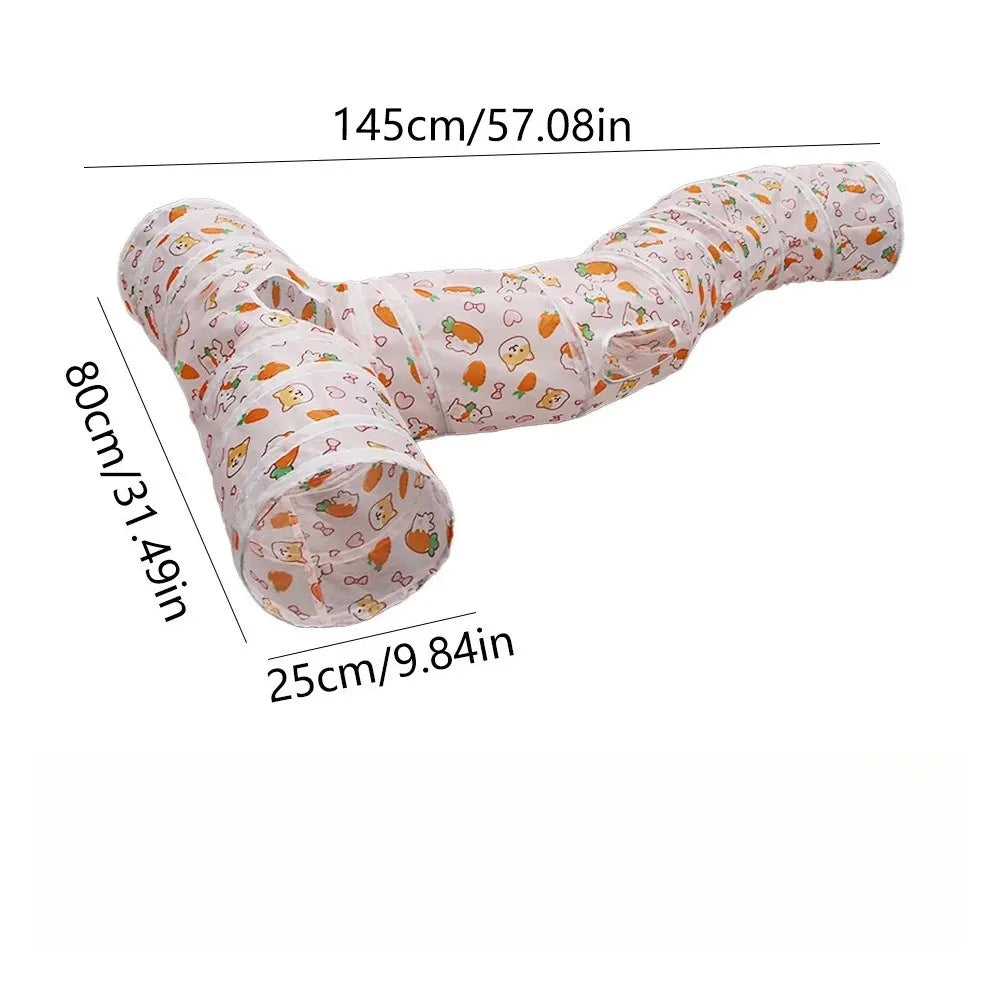 Foldable Pet Tunnel Play Tent - Carrot Design Interactive Cat & Dog Toy for Indoor Outdoor Fun