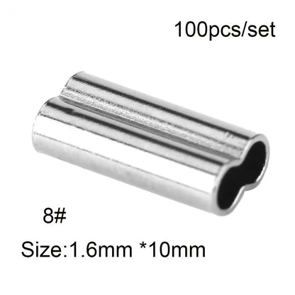 100PCS Fishing Crimping Sleeves - Single & Double Barrel Tackle Line Connectors