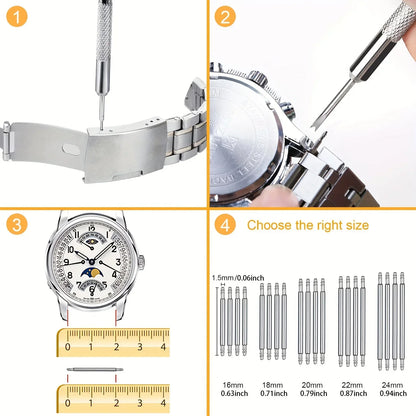 41-Piece Watch Band Tool Kit - Link Remover, Spring Bars & Spare Needles for Watch Strap Repair & Adjustment