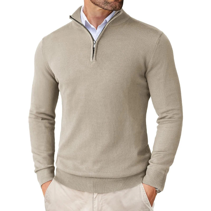 Men's Quarter Zip Sweater - Slim Fit Lightweight Mock Neck Knitted Pullover Casual Outdoor Streetwear Top