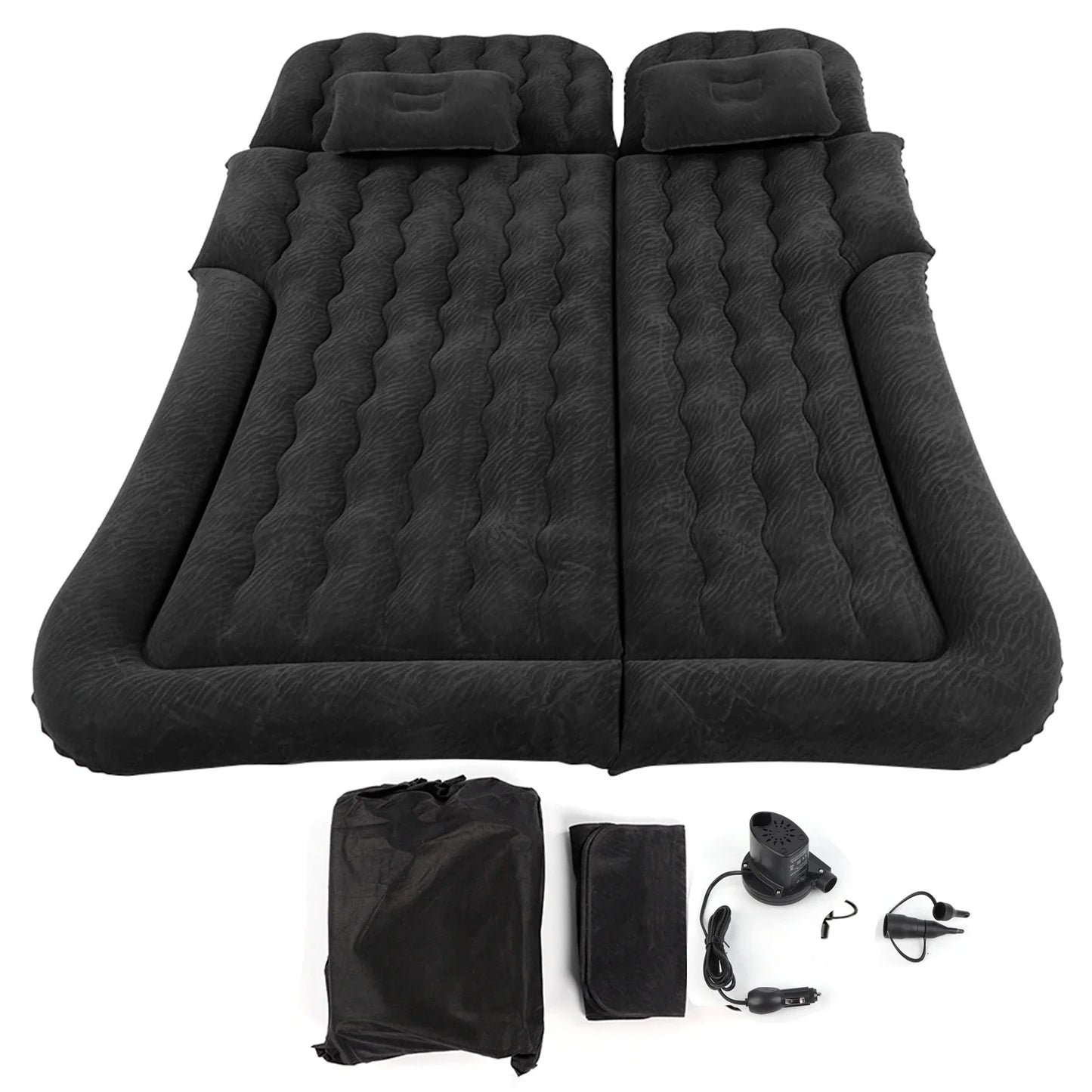 2-in-1 Car Inflatable Bed – PVC Flocking Travel Mattress & Soft Cushion for Car & SUV