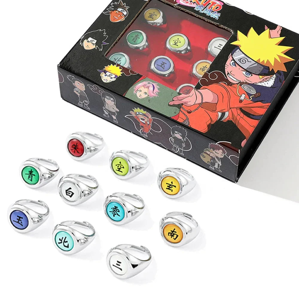 10PCS Bandai Naruto Akatsuki Rings — Itachi Anime Figure Cosplay Accessories, Jewelry & Toys for Boys & Kids Gifts