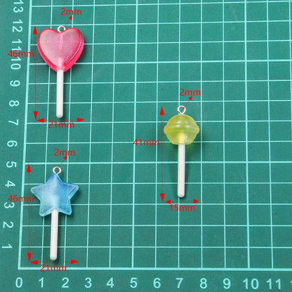 10pcs 3D Candy Charms - Star, Heart & Lollipop Pendants for DIY Keychains, Bracelets, Earrings & Jewelry Making