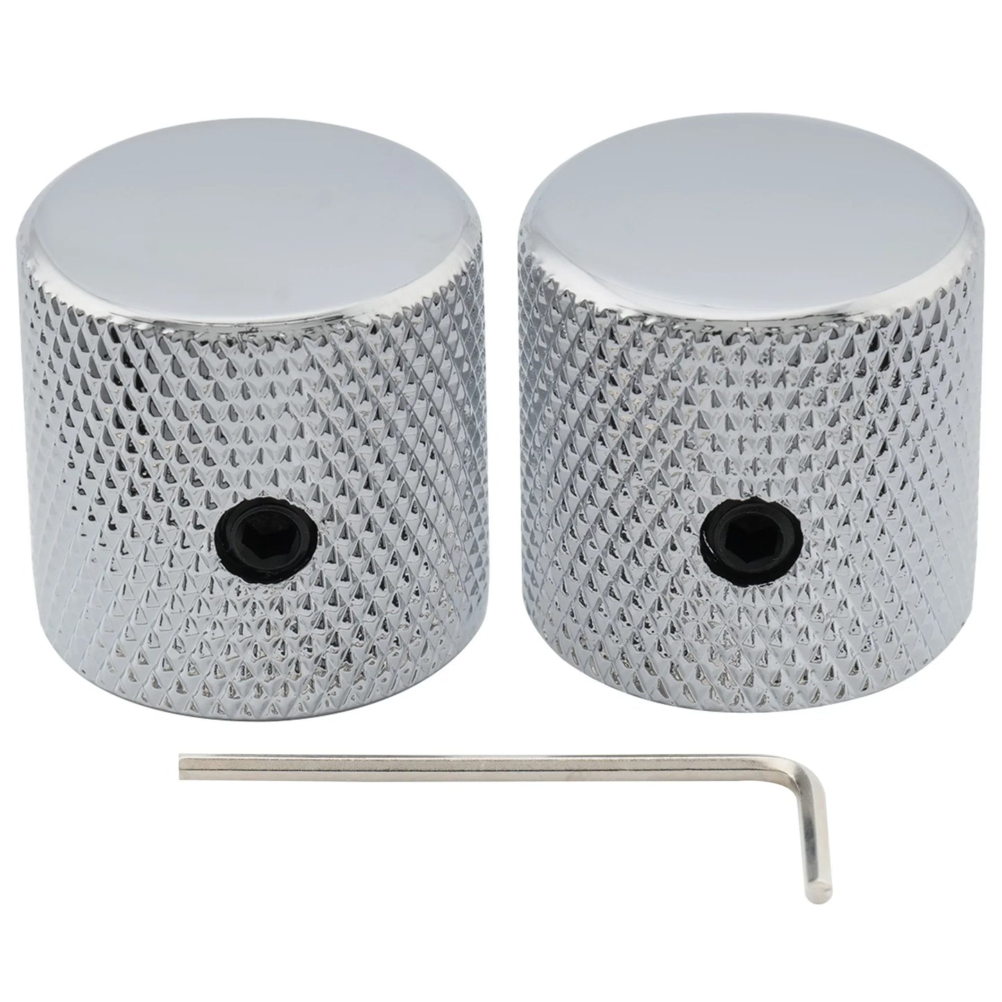 Musiclily Pro Guitar Control Knobs - 1/4 Inch Steel Flat Top Knobs with Set Screws for Electric Guitar & Bass (2PCS)