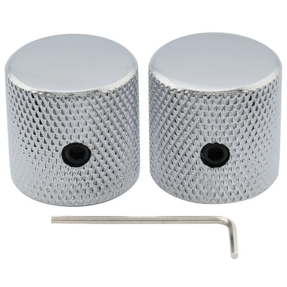 Musiclily Pro Steel Guitar Knobs - 1/4 Inch Fine Knurled Flat Top Control Knobs with Set Screws for Bass & Electric Guitar