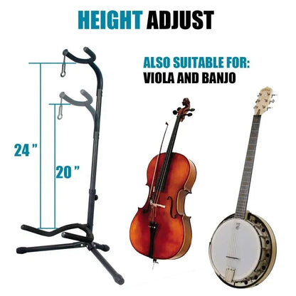 Vertical Foldable Guitar Stand — Adjustable Instrument Display for Ukulele, Bass, Classical & Electric Guitars