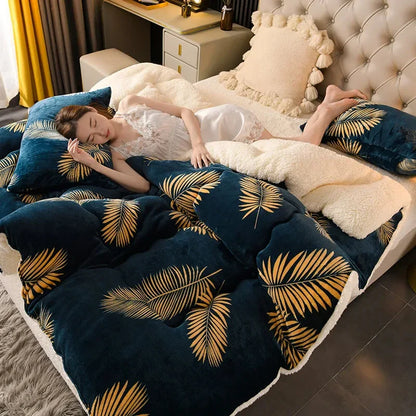Thick Warm Flannel Fleece Comforter – Winter Bedding Quilt for Cold Nights