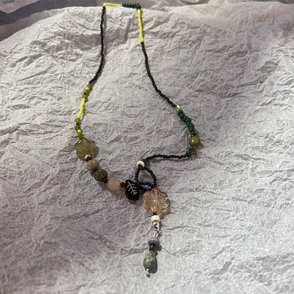 Y2K Opal Pendant Necklace - Fashion Punk Bohemian Metal Chain Jewelry for Women & Girls