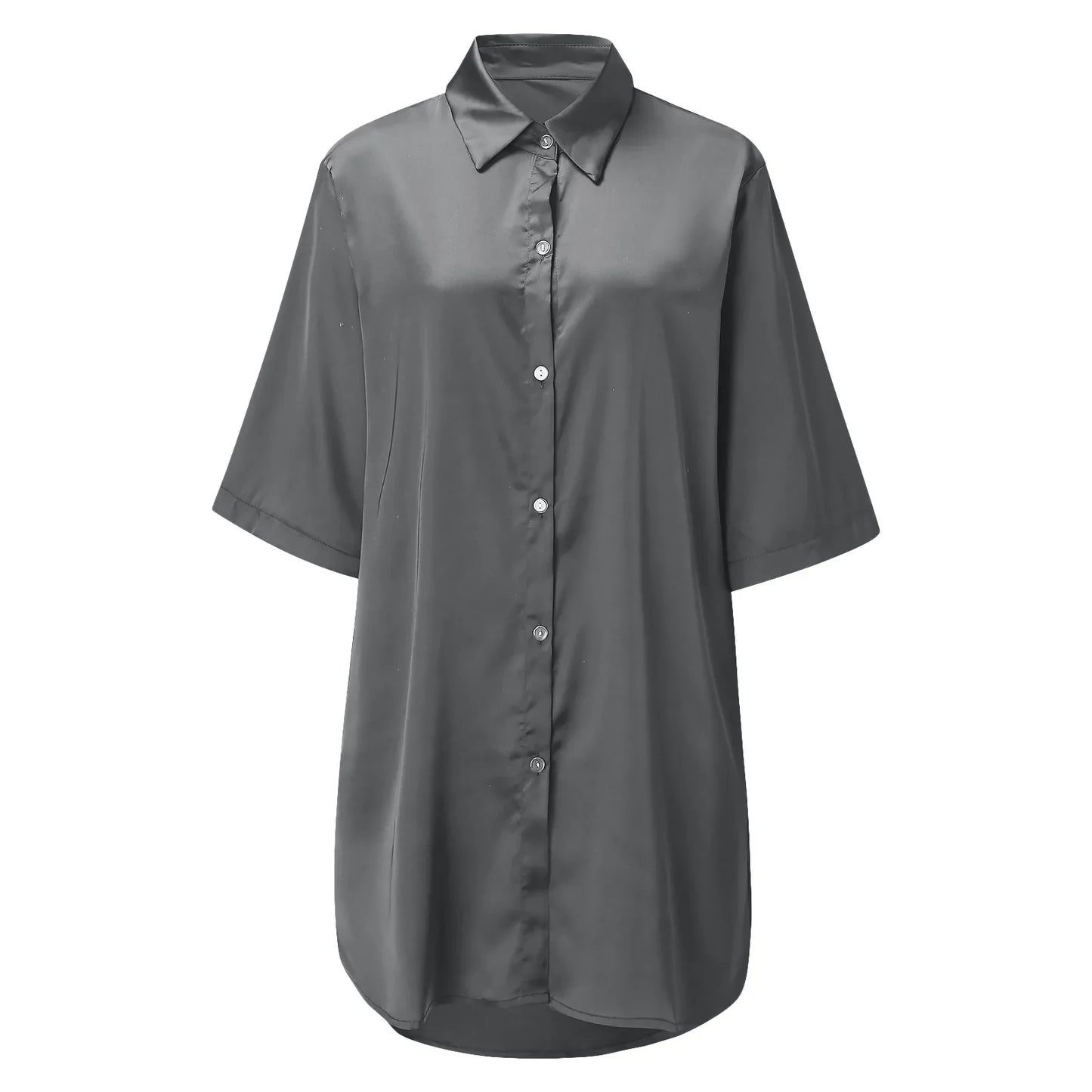 Women’s Silky Soft Long Sleeve Pajamas – Solid Color Sexy Nightshirt, Comfortable Home Sleepwear