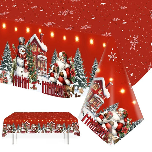 Christmas Santa Claus Tablecloth - Holiday Dining Table Cover Decor for Home, Navidad Noel & New Year Celebrations 2025