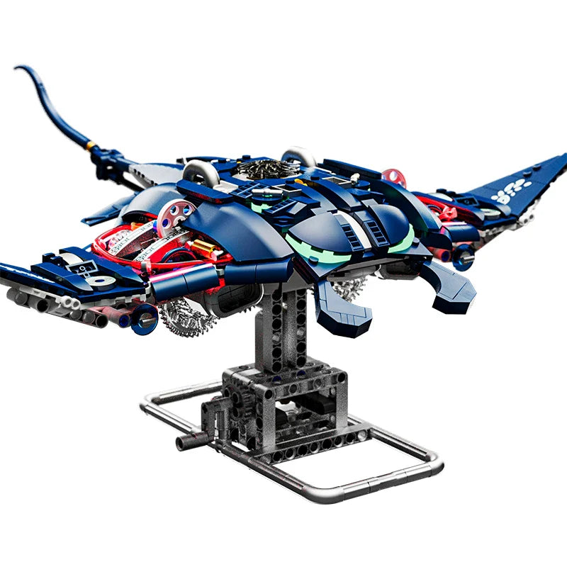 Mechanical Animal Building Blocks – T-Rex, Whale, Parrot, Devil Ray & Shark Model with Lights for Kids & Adults