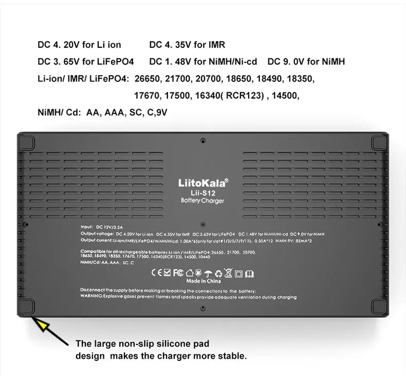 LiitoKala Lii-S8 Lii-S12 CH4 Multi-Function Battery Charger – 18650, 26650, 21700, 26700, AA, AAA Li-ion, NiMH, LiFePO4 Compatible