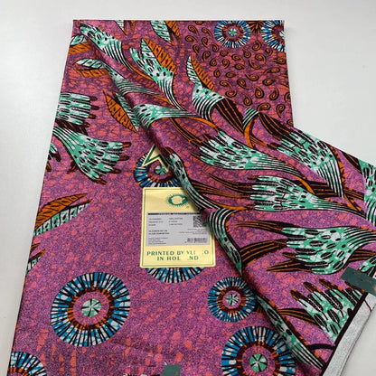 New Grand African Wax Fabric - 6 Yards Cotton Ankara Batik Pagne with Golden Shine Finish for Dresses & Sewing