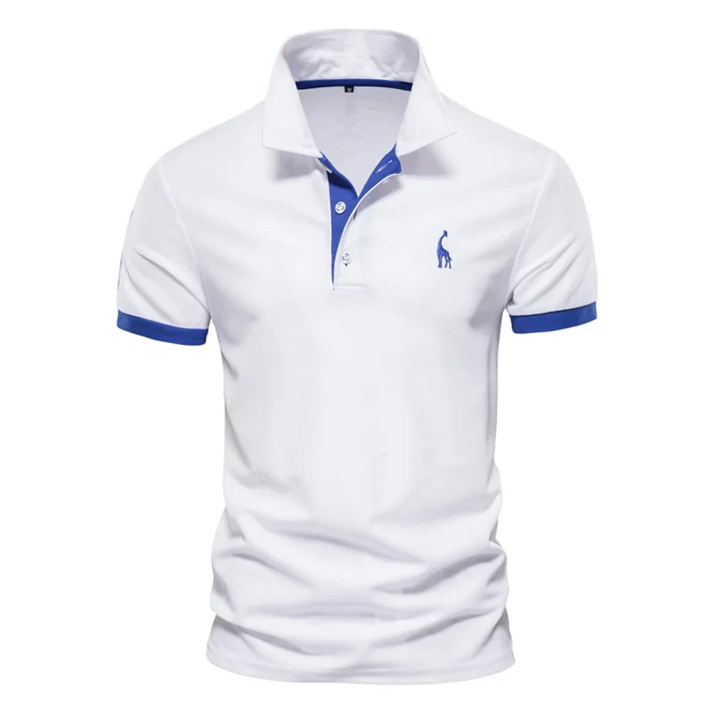 Men's Giraffe Embroidered Polo Shirt - Short Sleeve Casual Business Summer Top