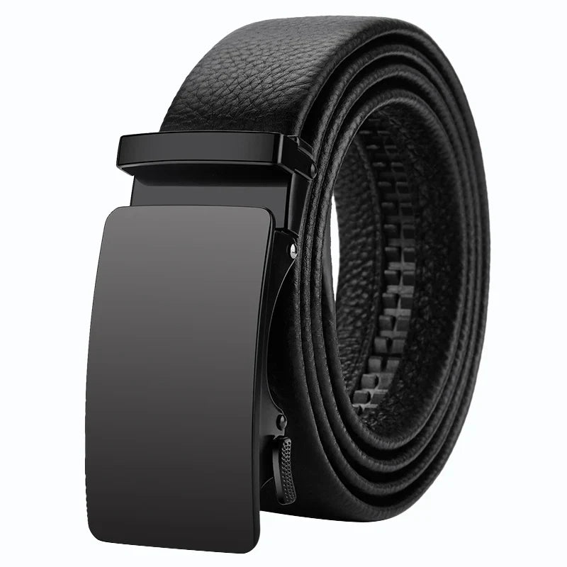 OYIFAN Men’s Genuine Leather Belt – Designer Alloy Buckle Automatic Ratchet Belt