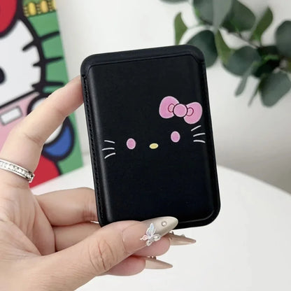 INS MagSafe Hello Kitty Wallet Card Holder Case for iPhone 17 / 16 / 15 / 14 / 13 Air Pro Max – Magnetic Card Clip Slim Wallet Phone Cover for Girls Gift Style Accessory