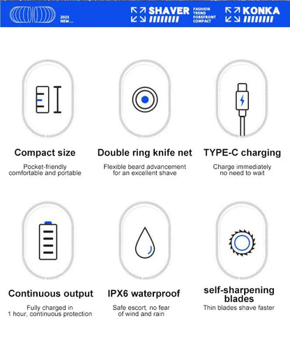 2024 New Type-C Rechargeable Mini Electric Shaver – Waterproof, High-Speed, Long-Endurance Wet & Dry Shaving Device