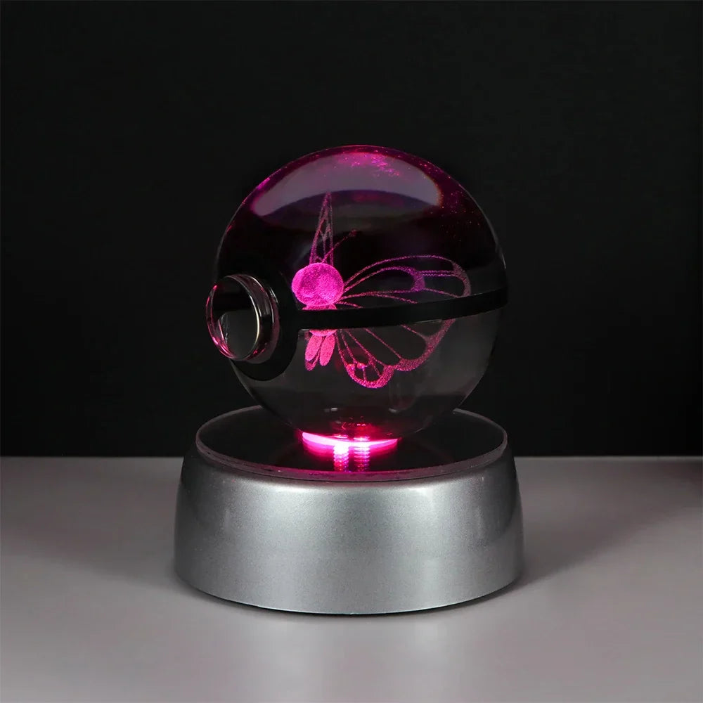 Pokemon Crystal Ball Night Light – Pikachu, Gengar, Eevee, Mewtwo & Lucario LED Pokeball, Kids Birthday Gift & Home Decor