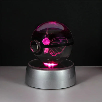 Pokemon Crystal Ball Night Light – Pikachu, Gengar, Eevee, Mewtwo & Lucario LED Pokeball, Kids Birthday Gift & Home Decor