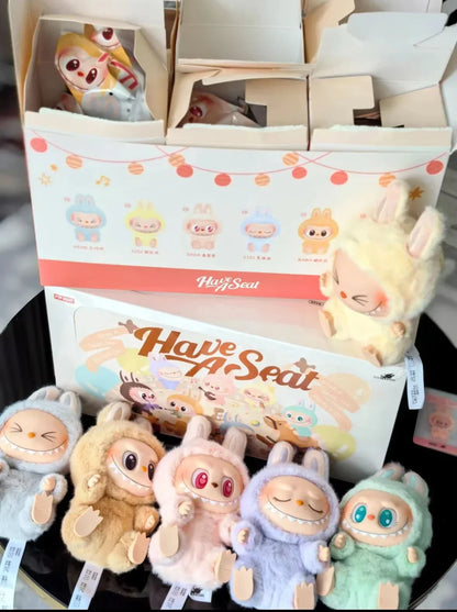 1:1 High-Quality Macaron 2nd The Monsters Labubu Sitting Party Vinyl Plush Blind Box Doll Gift