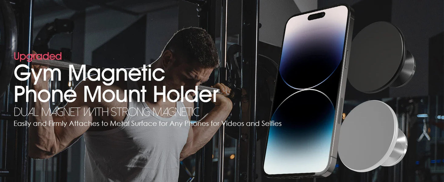 Gym Mate Magnetic Phone Mount – Double-Sided Suction Holder for MagSafe, Hands-Free Video Shooting While Working Out