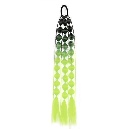 Colorful Bubble Braid Ponytail Extension – Long Lantern Braided Synthetic Hairpiece with Tie