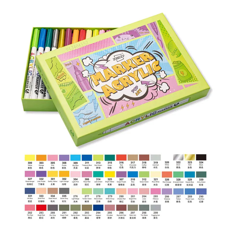18/60-Color Acrylic Paint Pens – Brush Marker Set for Rock Painting, Glass, Ceramic, Fabric & DIY Art Supplies