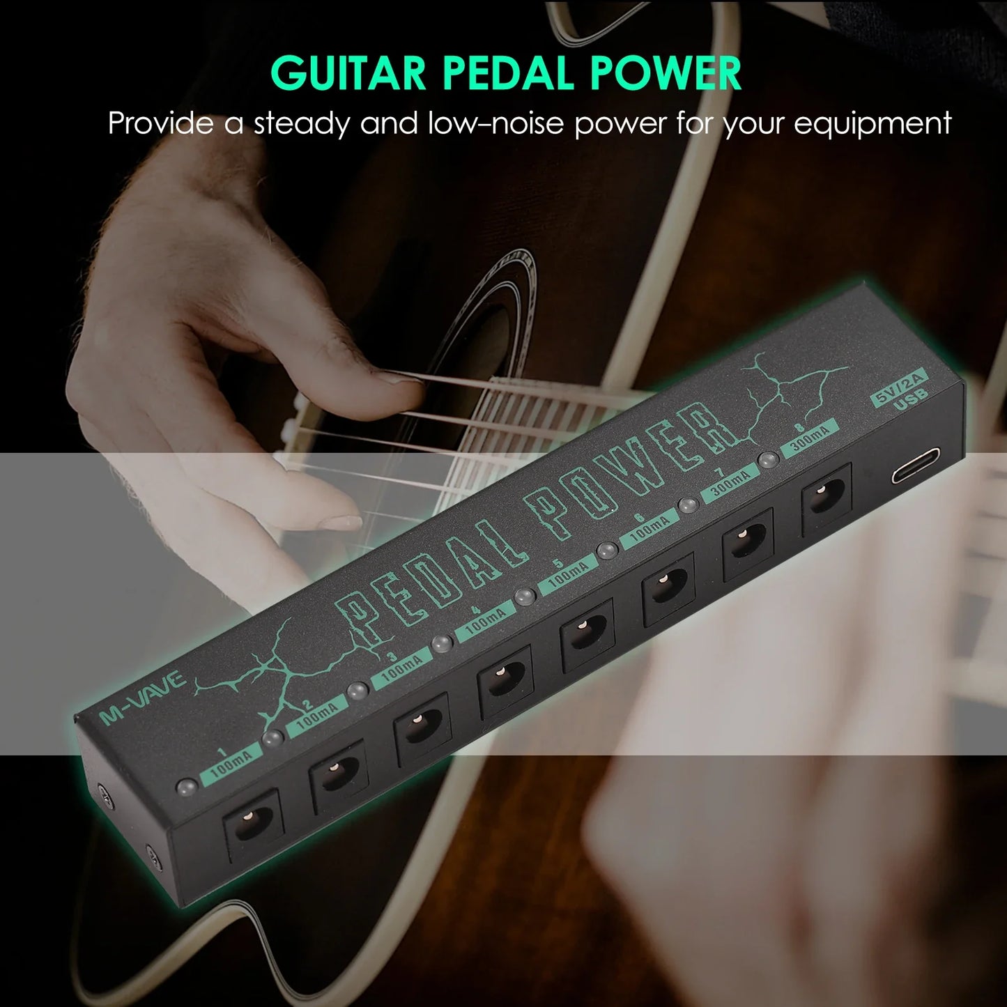 M-VAVE PEDAL POWER - Guitar Pedal Power Supply with 8 Isolated DC Outputs for Guitar Effectors