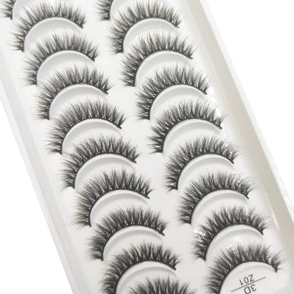 10 Pairs 3D Mink False Eyelashes – Soft Natural Cross Messy Dense Lash Extensions Makeup