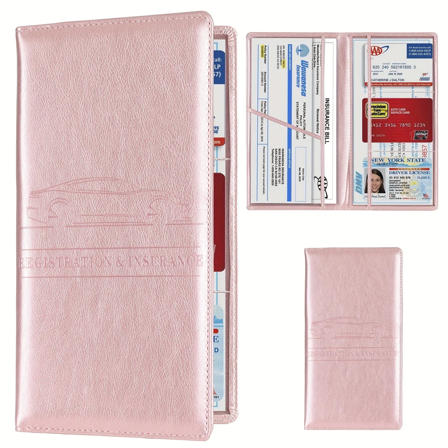 Men's Card Holder, Car Registration Vehicle License Insurance Card Holder Wallet