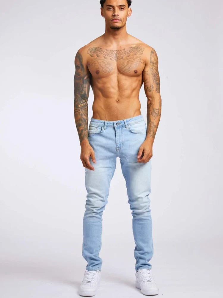 Men’s Elastic Skinny Jeans — Slim Fit Stretch Denim Pencil Pants Streetwear Casual Jogging Trousers Black