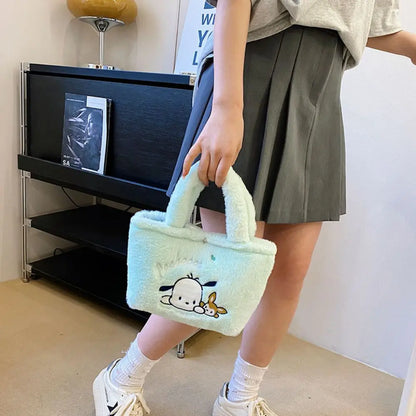 Sanrio Anime Plush Handbag – Hello Kitty, My Melody, Cinnamoroll & Kuromi Shoulder Cosmetic Bag