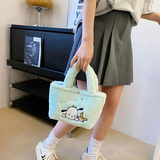 Sanrio Anime Plush Handbag – Hello Kitty, My Melody, Cinnamoroll & Kuromi Shoulder Cosmetic Bag