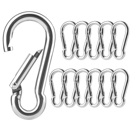 Stainless Steel Spring Snap Carabiner Hooks - 6/12/24Pcs M4 M5 M6 Quick Link Lock Rings for Outdoor & DIY Use