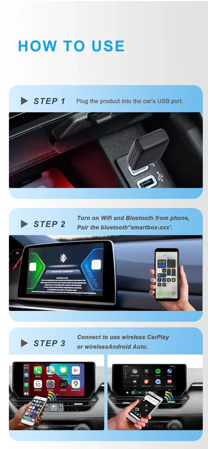NEW 2-in-1 Mini Wireless CarPlay & Android Auto Adapter – Wired to Wireless Plug & Play for 99% OEM Cars