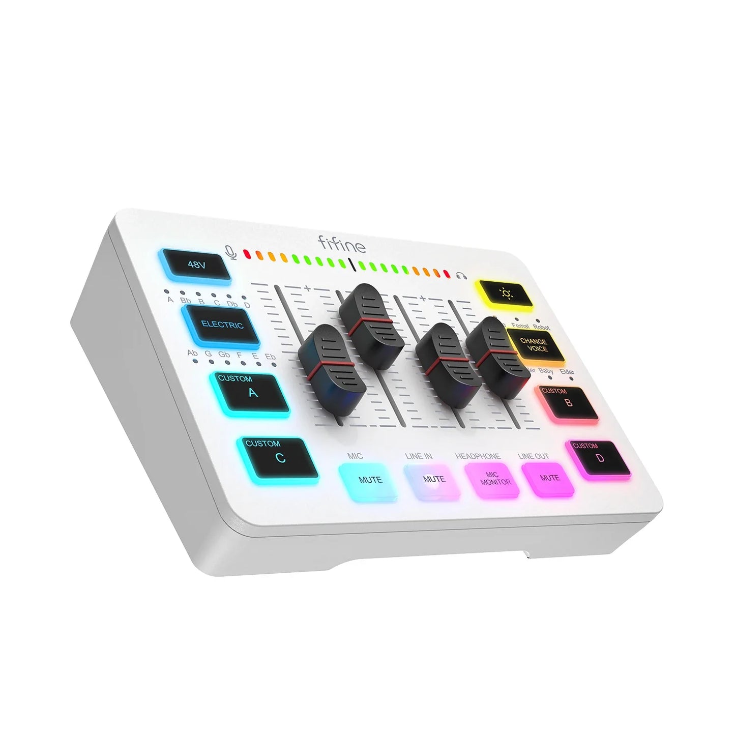 FIFINE 4-Channel RGB Gaming Audio Mixer – XLR Mic Interface for Streaming, Podcast & Game Voice
