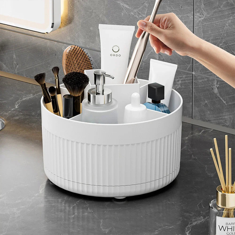 360° Rotating Makeup Brush Holder - Desktop Cosmetic Storage Shelf for Brushes, Lipsticks & Pens