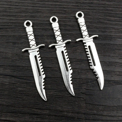 10pcs Antique Silver Sword Charms - DIY Jewelry Making Pendants Necklace Craft Accessories Findings