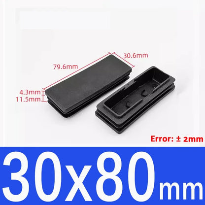 Black Square Tube End Caps - Plastic Blanking Plugs for Furniture, Tables & Chairs 10-100mm
