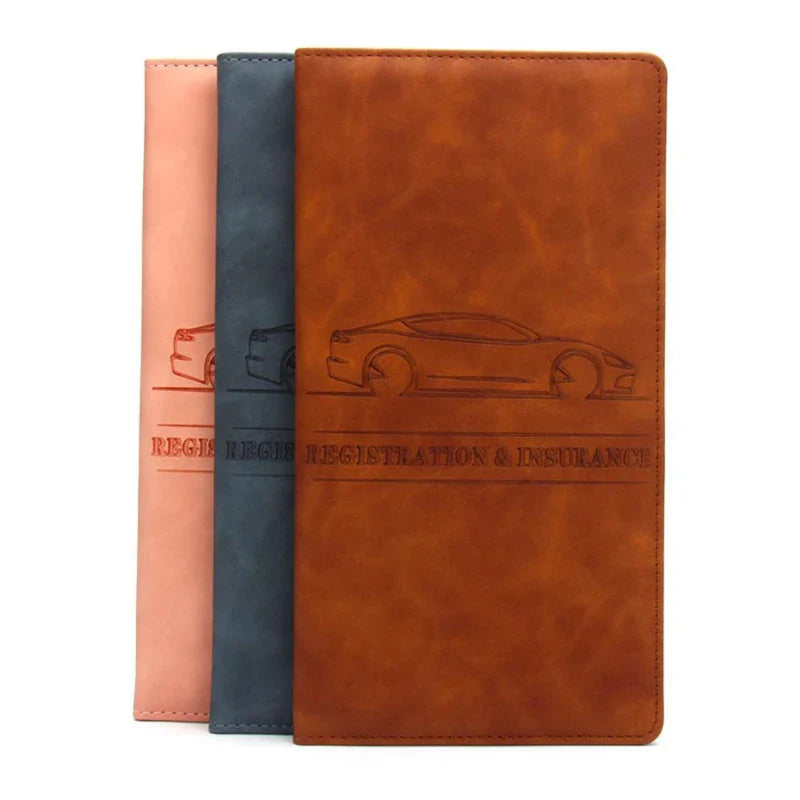 Car Registration & Insurance Holder – Leather Driving License Cover, Auto Documents Storage Bag & Credit Card Holder