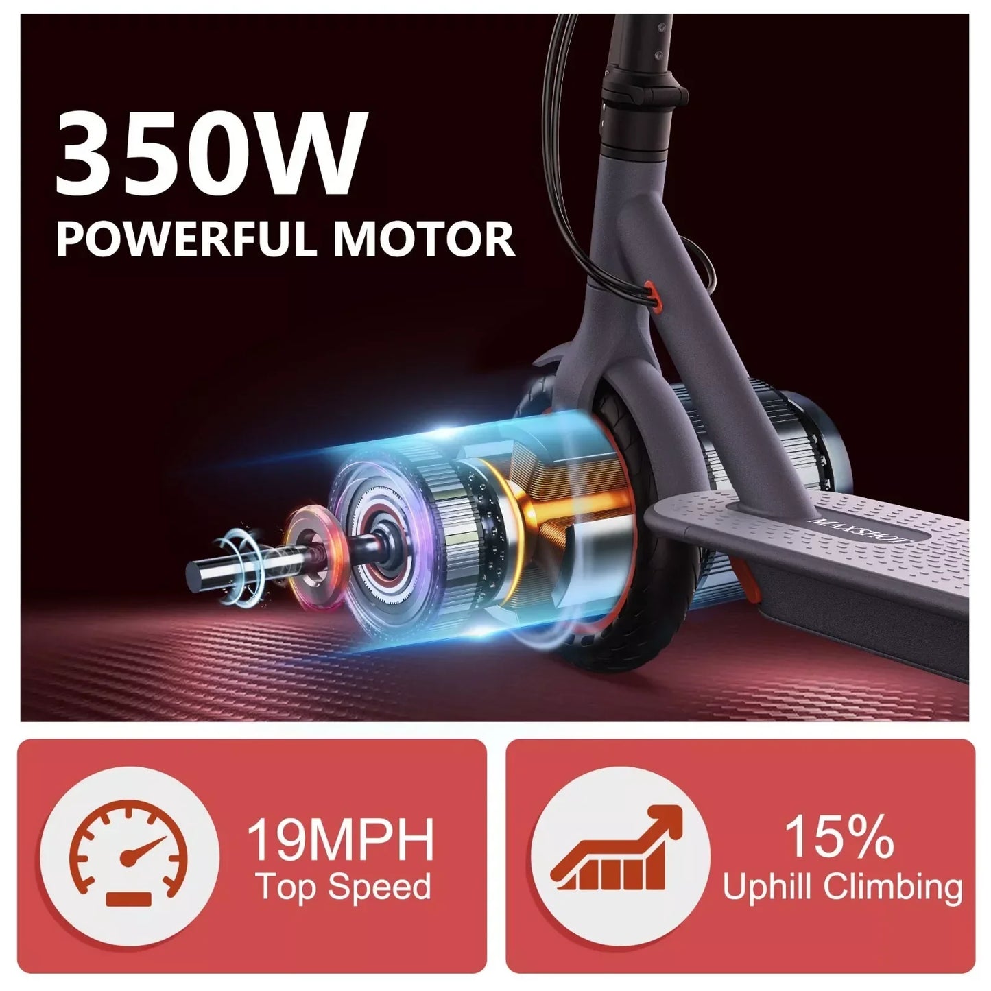 LADPED 350W Electric Scooter - 19MPH Folding Smart E-Scooter with App Control, 8.5-Inch Anti-Skid Tires & Shock Absorption