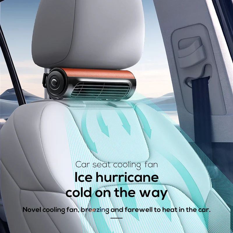 Vissko Portable Car Seat Fan – USB-Powered Headrest Cooling Air Fan with Adjustable Strap for Front & Rear Seats