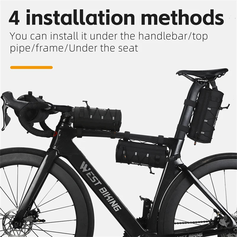 WEST BIKING Large Capacity Bike Front Bag: Waterproof Multifunction Cycling Handlebar Storage for Road and MTB Bicycles