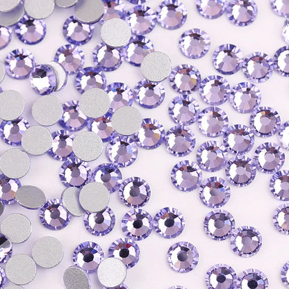 Glass Crystal Flatback Rhinestones SS6–SS30 Set – 7 Sizes Non-Hotfix Round Nail Art Beads for DIY Crafts & Decoration