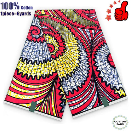 African Real Wax Print Fabric - 100% Cotton Ghana Nigeria Style Ankara Batik Sewing Material
