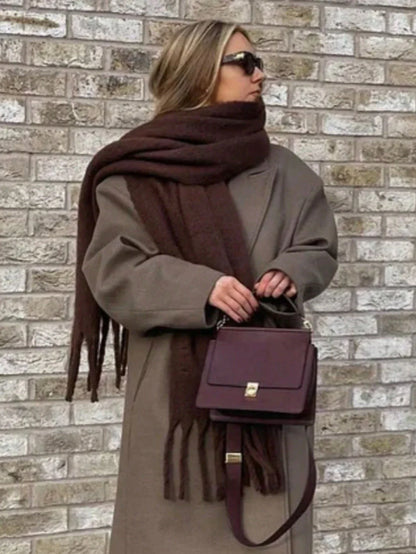 2025 Women’s Winter Scarf – Thick Warm Pashmina Shawl Wrap, Solid Color Cashmere Tassel Hijab Stole