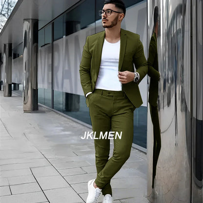 Gray Men’s 2 Piece Suit - Summer Casual Blazer & Pants Set for Wedding, Formal Events and Groom Style XS-5XL